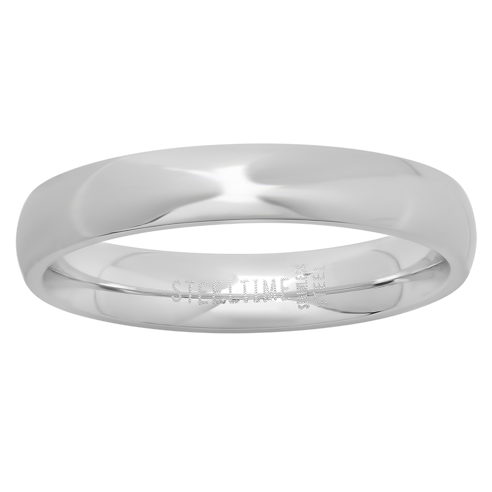 Stainless Steel Dome Plain Wedding Anniversary 4mm Size-12 Comfort-fit Band Ring